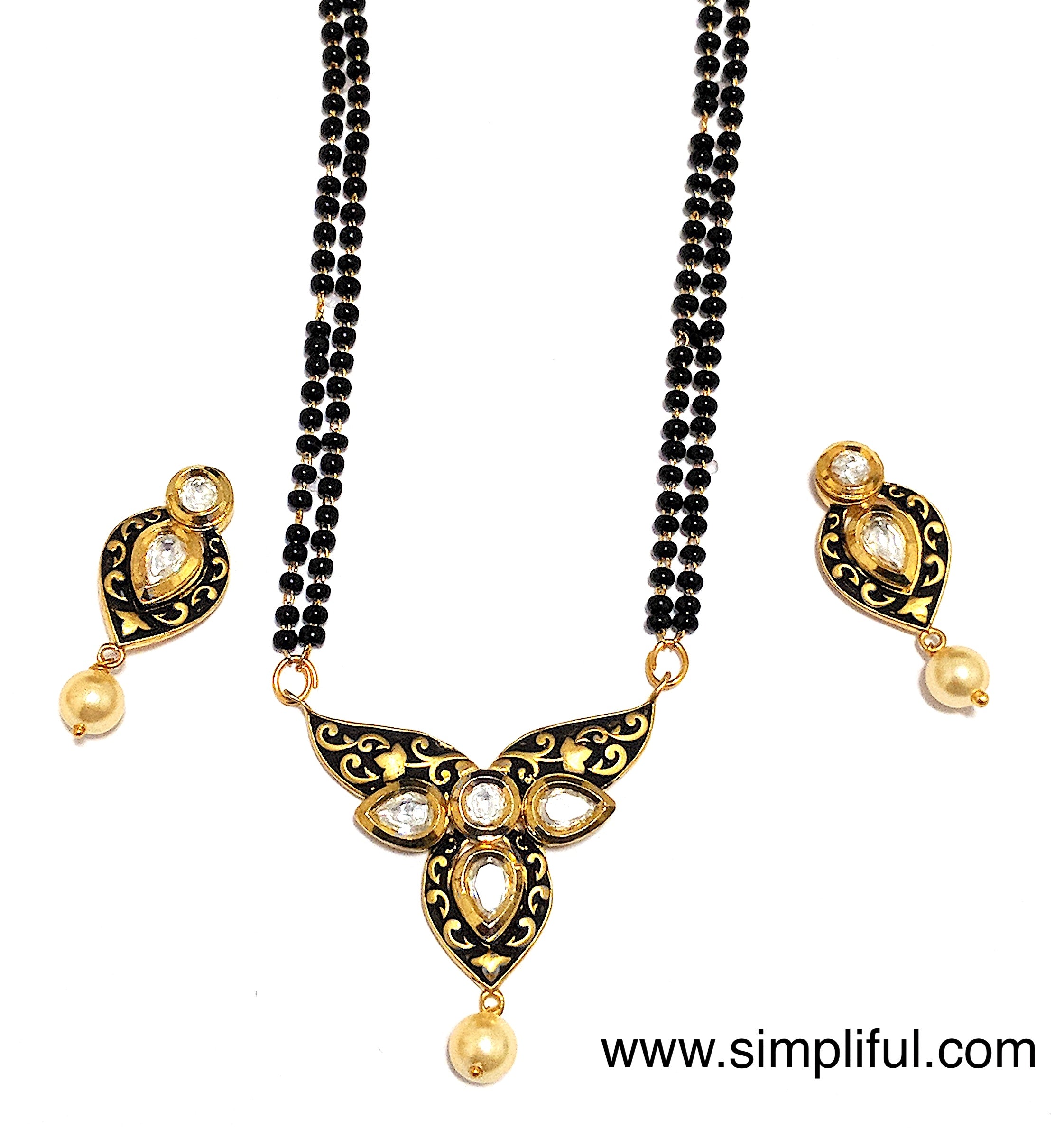 Digital Dress Room Gold-Plated Long American Diamond Mangalsutra With  Earrings - Absolutely Desi